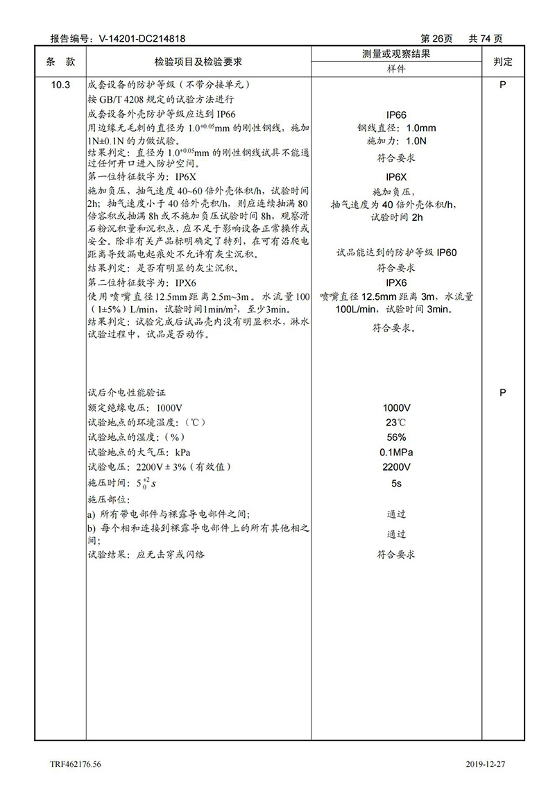 母线槽400A-1250A型式试验报告_26