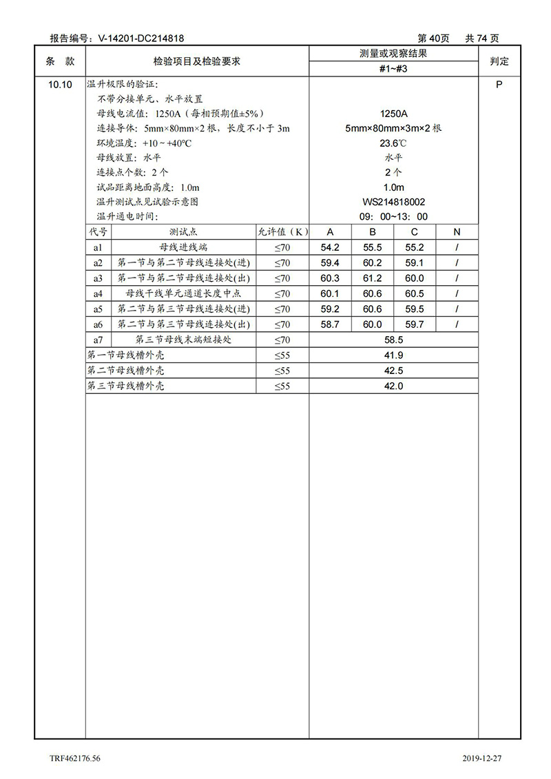 母线槽400A-1250A型式试验报告_40