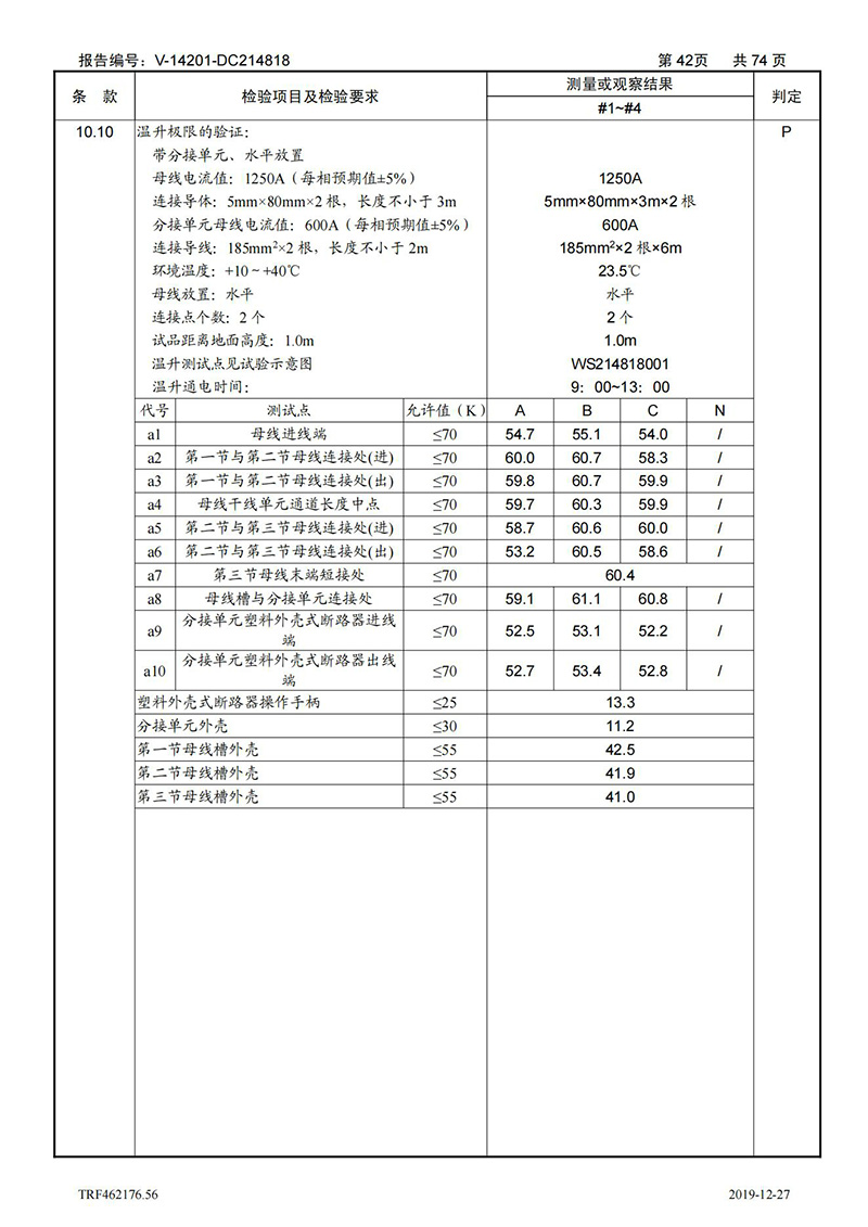 母线槽400A-1250A型式试验报告_42